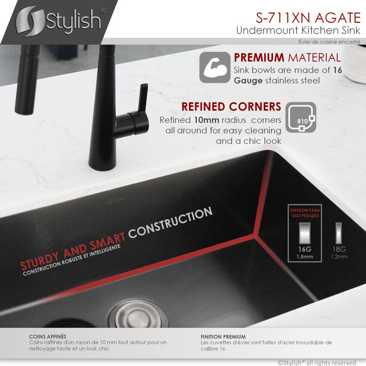 Graphite Black 30" Stainless Steel Single Bowl Undermount Kitchen Sink