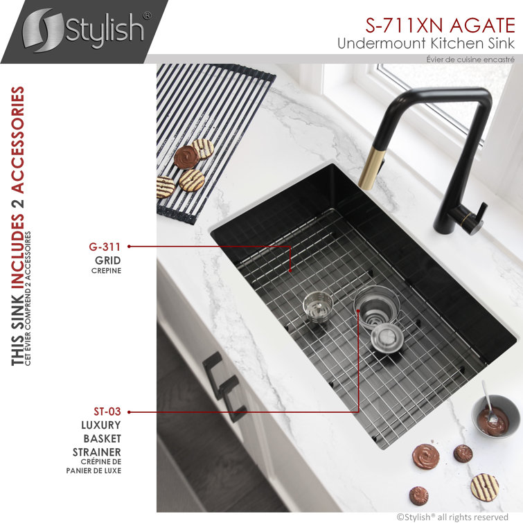Graphite Black 30" Stainless Steel Single Bowl Undermount Kitchen Sink