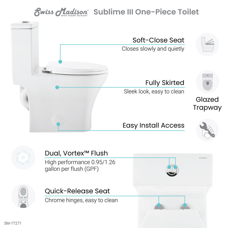 Glossy White Round Ceramic Dual-Flush Toilet