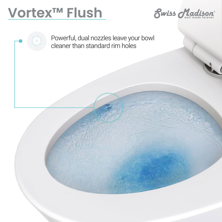 Glossy White Round Ceramic Dual-Flush Toilet