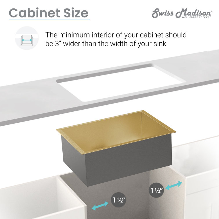 Rivage Gold Stainless Steel Single Basin Undermount Kitchen Sink