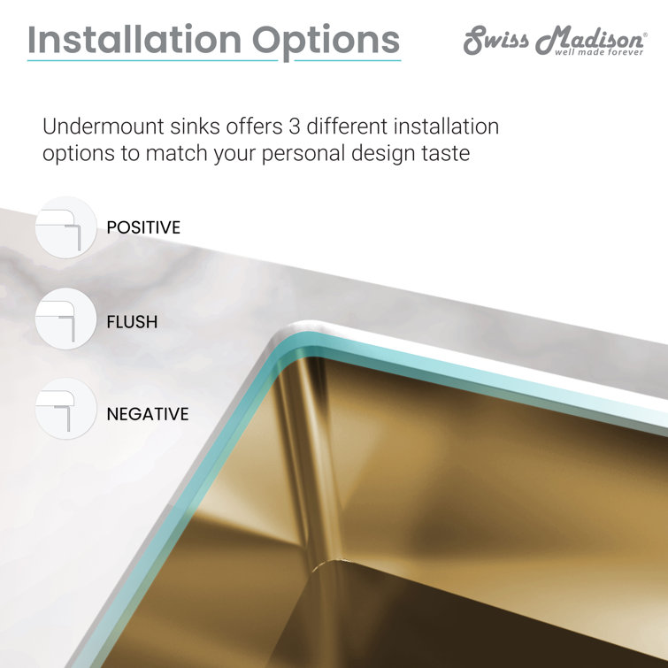 Rivage Gold Stainless Steel Single Basin Undermount Kitchen Sink