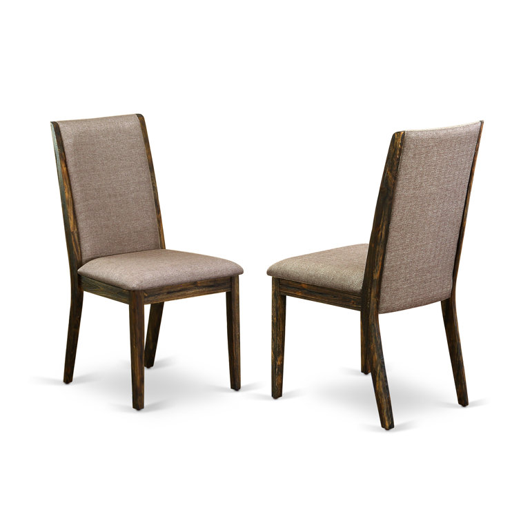 Distressed Jacobean 7-Piece Rubberwood Dining Set with Dark Khaki Chairs