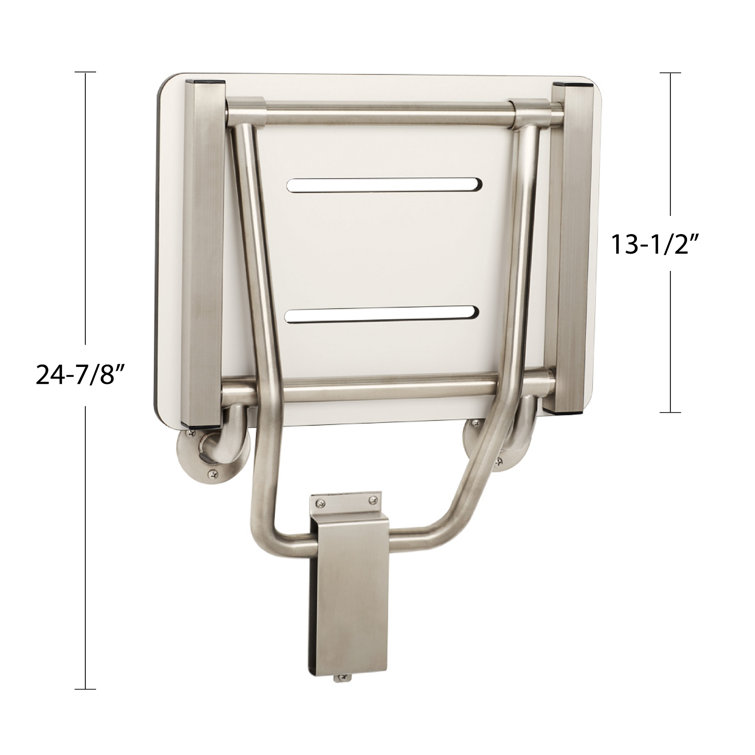 18" White Matte Folding Wall Mount Shower Seat