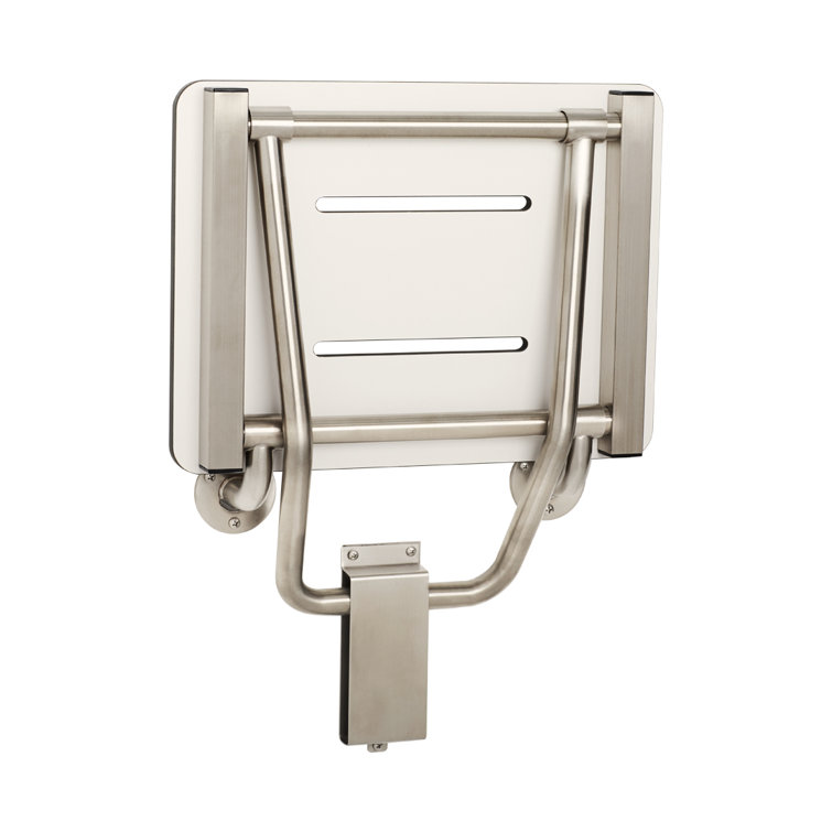 18" White Matte Folding Wall Mount Shower Seat