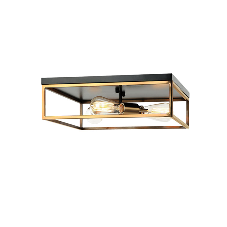 Knox Matte Black & Brass 3-Light Flush-Mount for Indoor/Outdoor