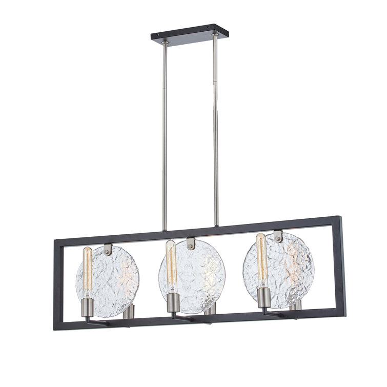 Orion Matte Black & Brushed Nickel 6-Light Crystal Island Chandelier