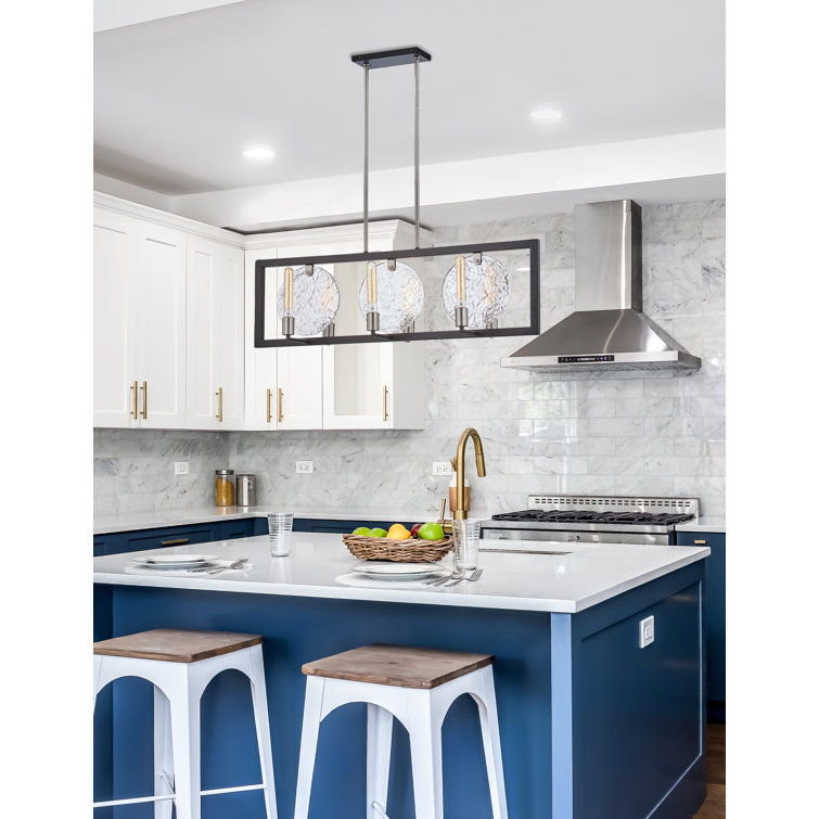 Orion Matte Black & Brushed Nickel 6-Light Crystal Island Chandelier