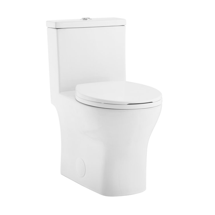 Glossy White Round Ceramic Dual-Flush Toilet