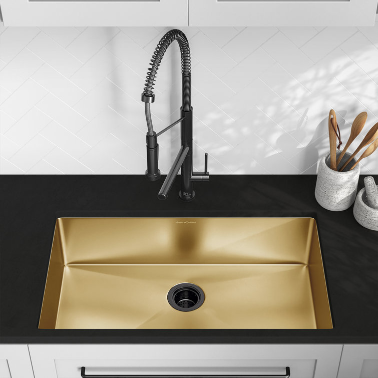 Rivage Gold Stainless Steel Single Basin Undermount Kitchen Sink