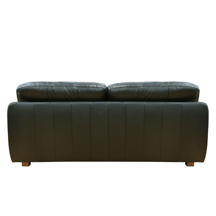 Jayson Transitional Black Top Grain Leather Sofa with Pillow-Top Arms