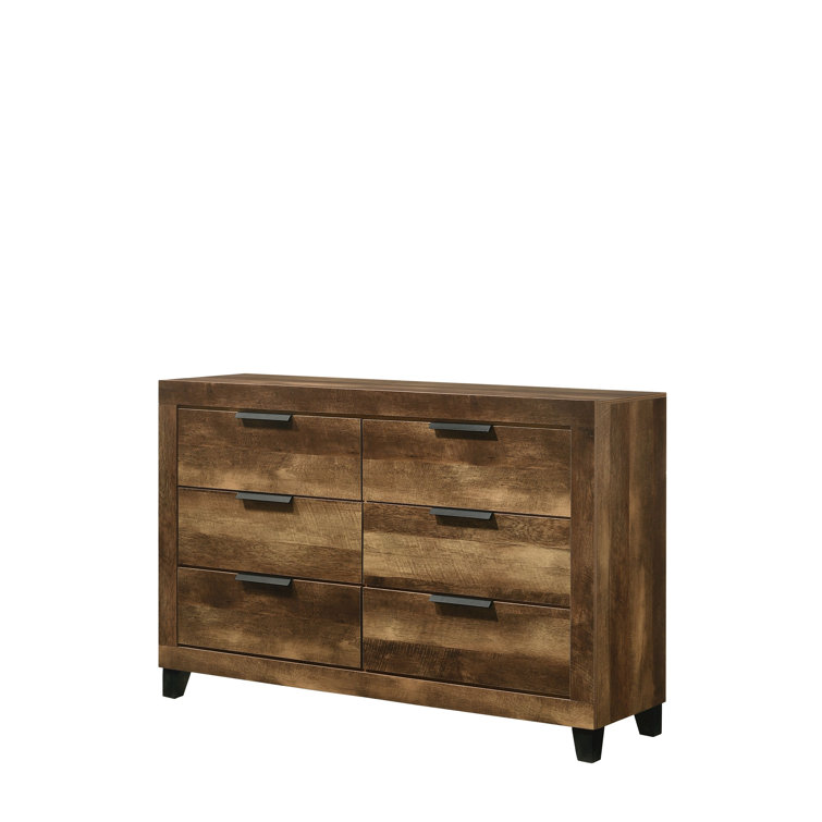 Rustic Brown Double Dresser with Dovetail Drawers