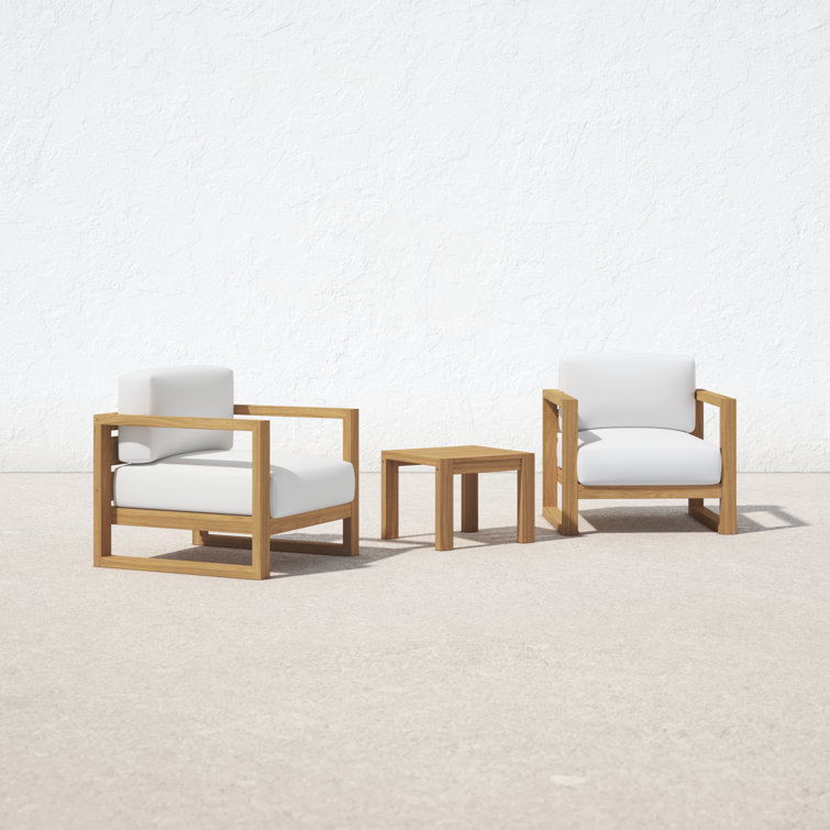 Upland Teak 8-Person Outdoor Patio Set with All-Weather White Cushions