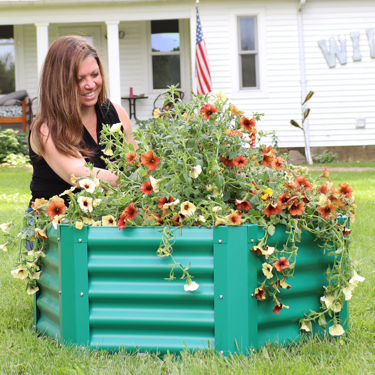 Hexagon Green Galvanized Steel Raised Garden Bed for Outdoor Plants