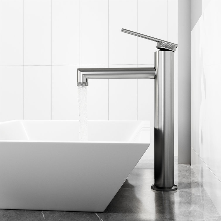 Sterling Vessel Bathroom Faucet with Diamond Knurling in Brushed Nickel