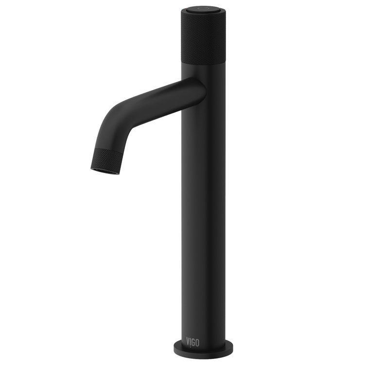 Apollo Matte Black High-Arc Vessel Bathroom Faucet with Diamond Knurling