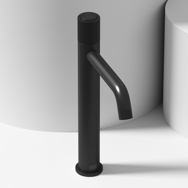Apollo Matte Black High-Arc Vessel Bathroom Faucet with Diamond Knurling
