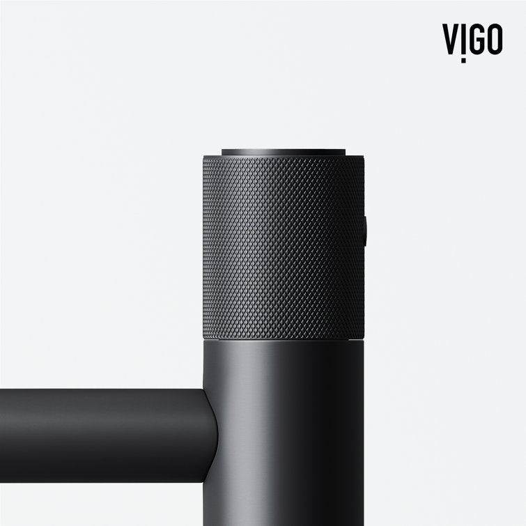 Apollo Matte Black High-Arc Vessel Bathroom Faucet with Diamond Knurling