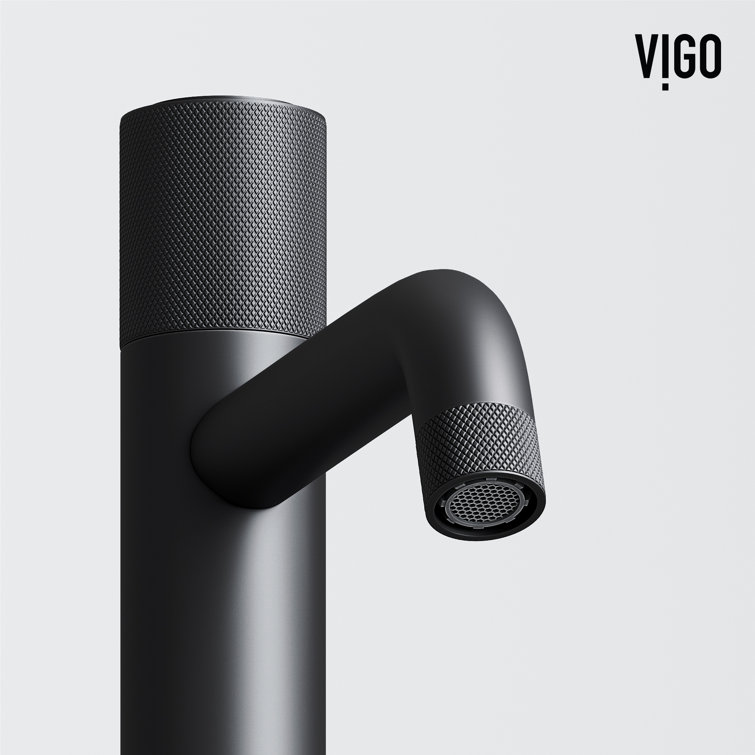 Apollo Matte Black High-Arc Vessel Bathroom Faucet with Diamond Knurling