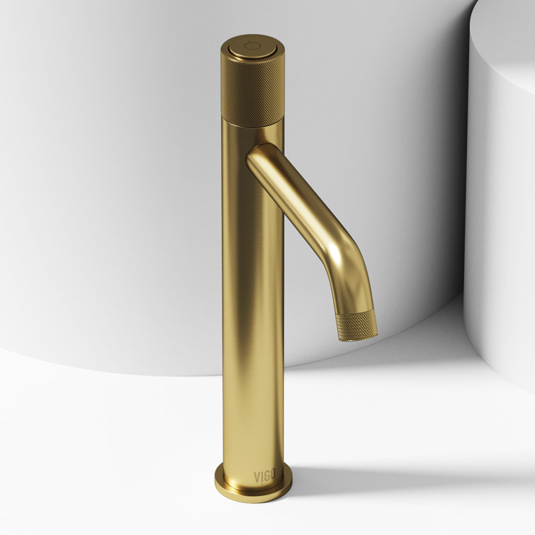 Matte Brushed Gold Single-Hole Bathroom Vessel Faucet
