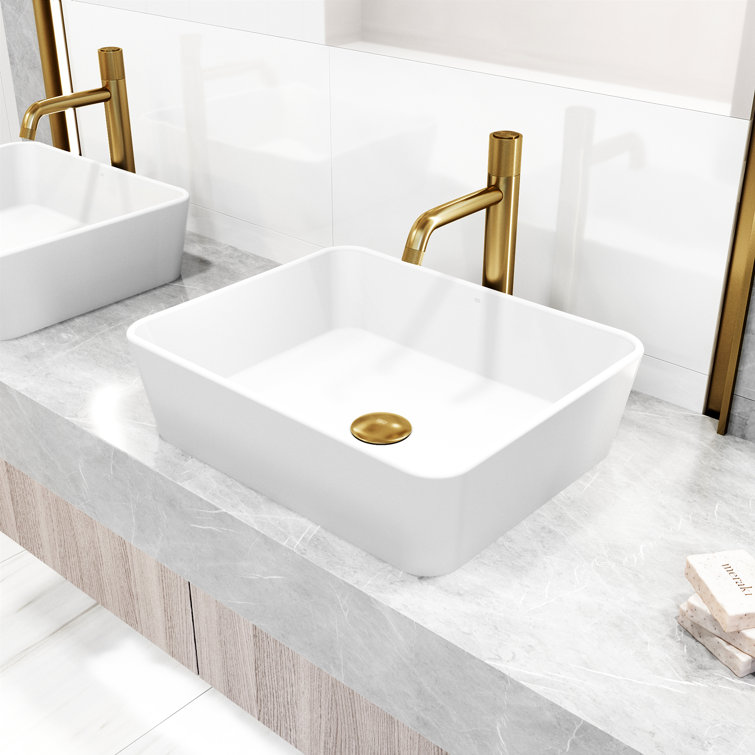 Matte Brushed Gold Single-Hole Bathroom Vessel Faucet