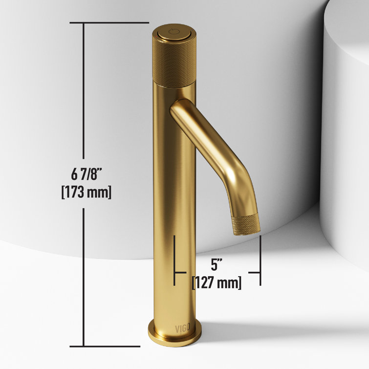 Matte Brushed Gold Single-Hole Bathroom Vessel Faucet