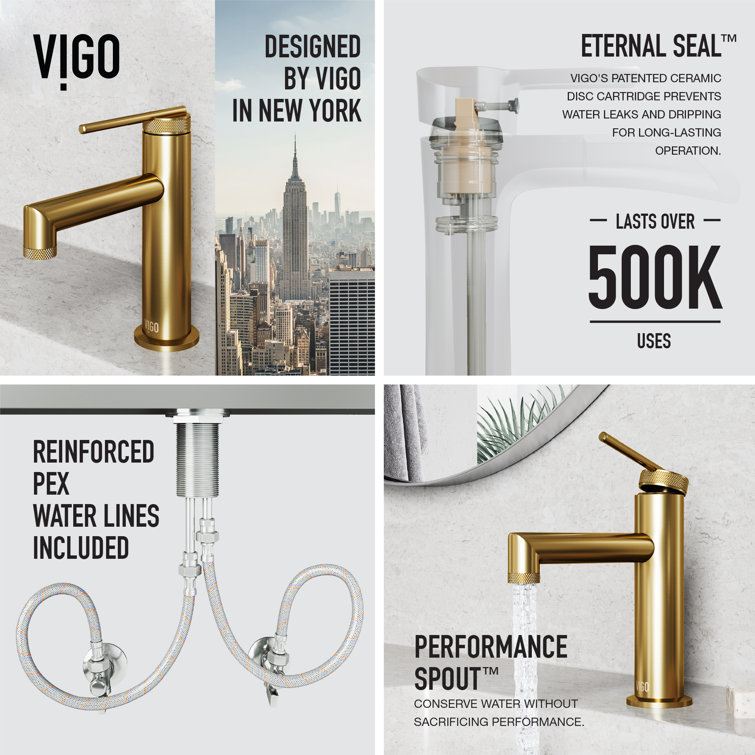 Sterling Matte Brushed Gold Single Handle Bathroom Faucet