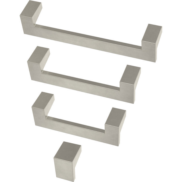 Brushed Nickel Modern Cabinet and Drawer Pull Handles, 10-Pack