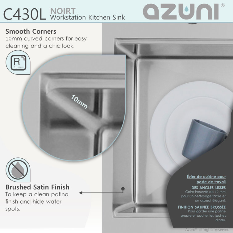 AZUNI Avanti Drop-in 31 inch Stainless steel Single Bowl Kitchen Sink