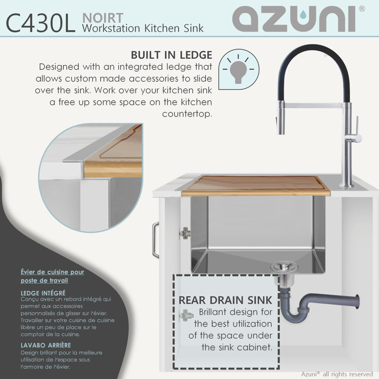 AZUNI Avanti Drop-in 31 inch Stainless steel Single Bowl Kitchen Sink