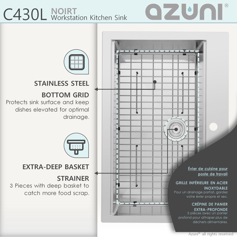 AZUNI Avanti Drop-in 31 inch Stainless steel Single Bowl Kitchen Sink
