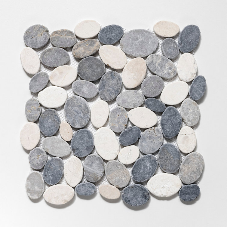 Gray and White Pebble Marble Mosaic Tile