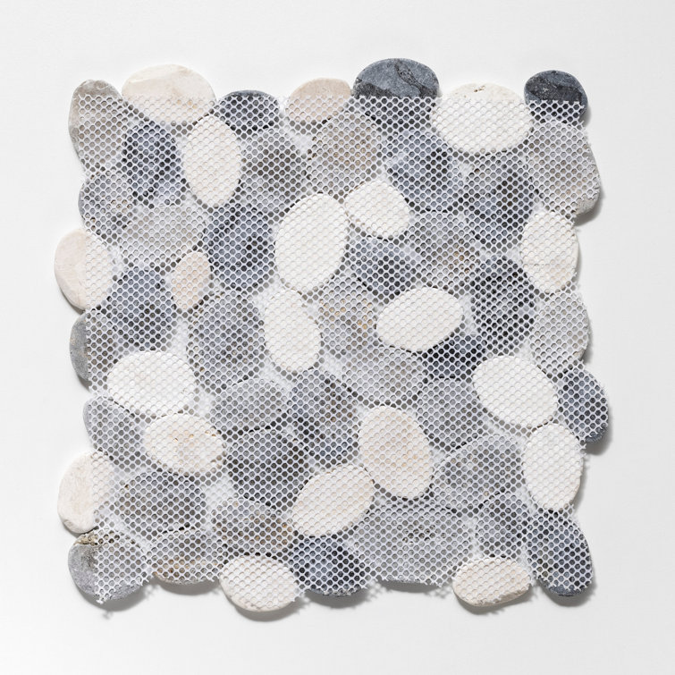 Gray and White Pebble Marble Mosaic Tile