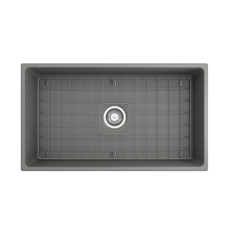 Matte Gray Fireclay Farmhouse Apron Single Bowl Kitchen Sink
