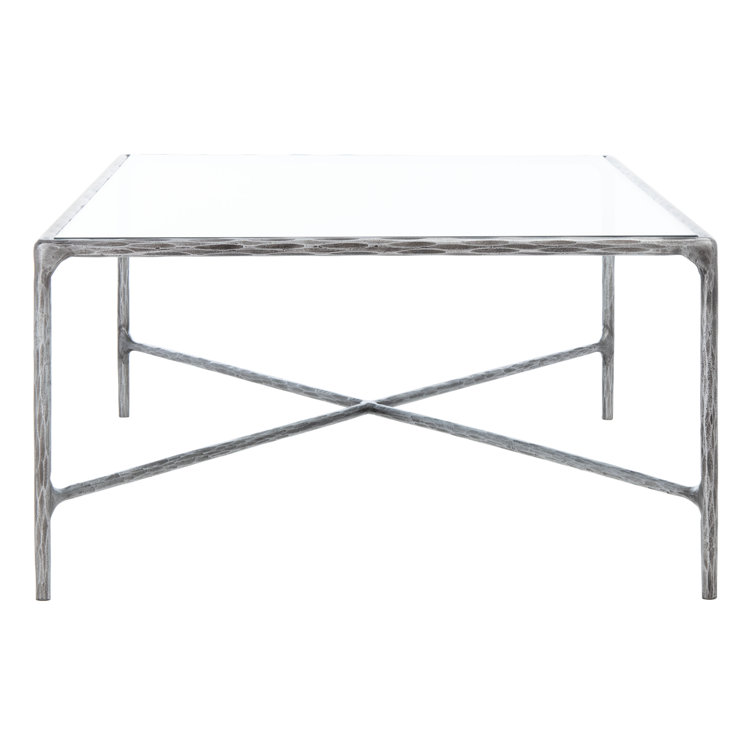 Evelynn Rectangular Silver Iron and Glass Coffee Table