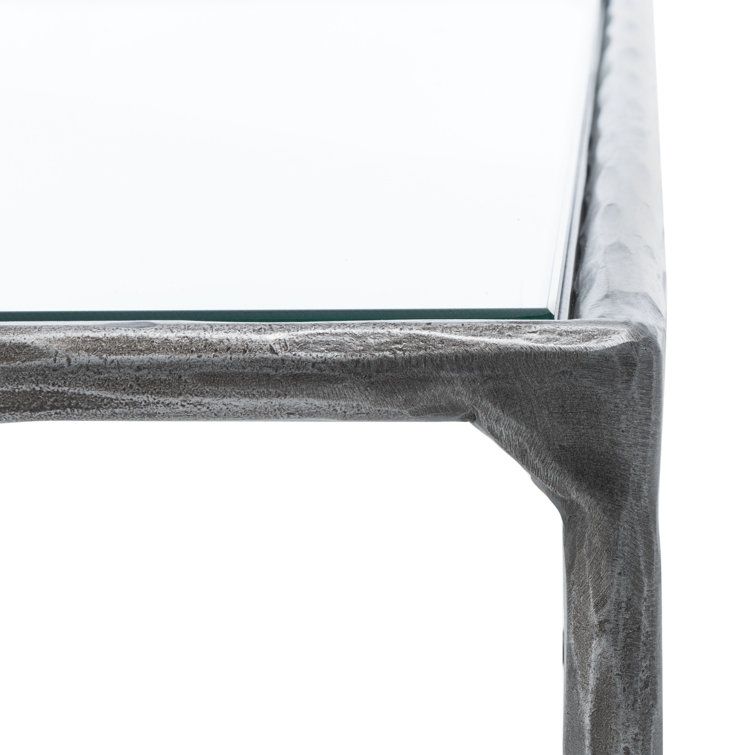 Evelynn Rectangular Silver Iron and Glass Coffee Table