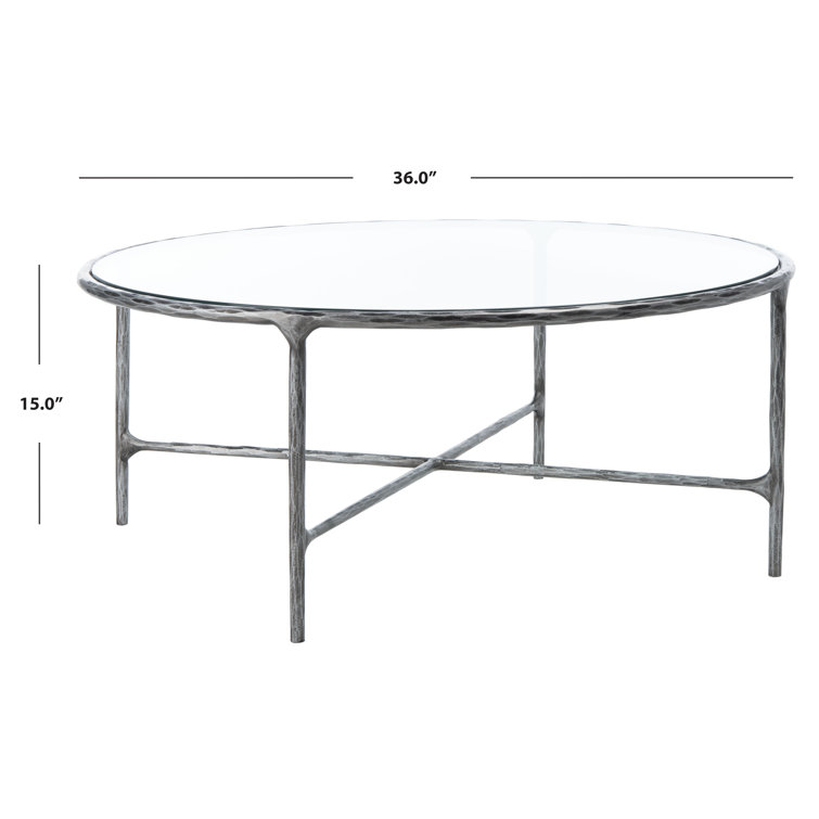 Evelynn Round Silver Glass Coffee Table