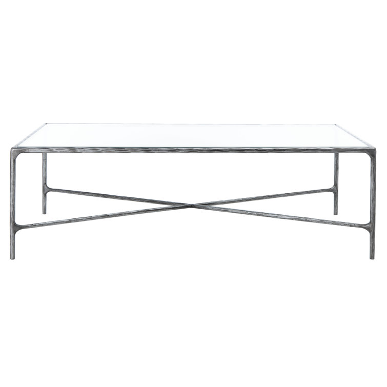 Evelynn Rectangular Silver Iron and Glass Coffee Table