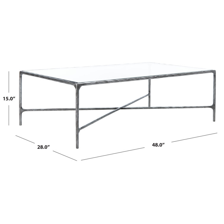 Evelynn Rectangular Silver Iron and Glass Coffee Table