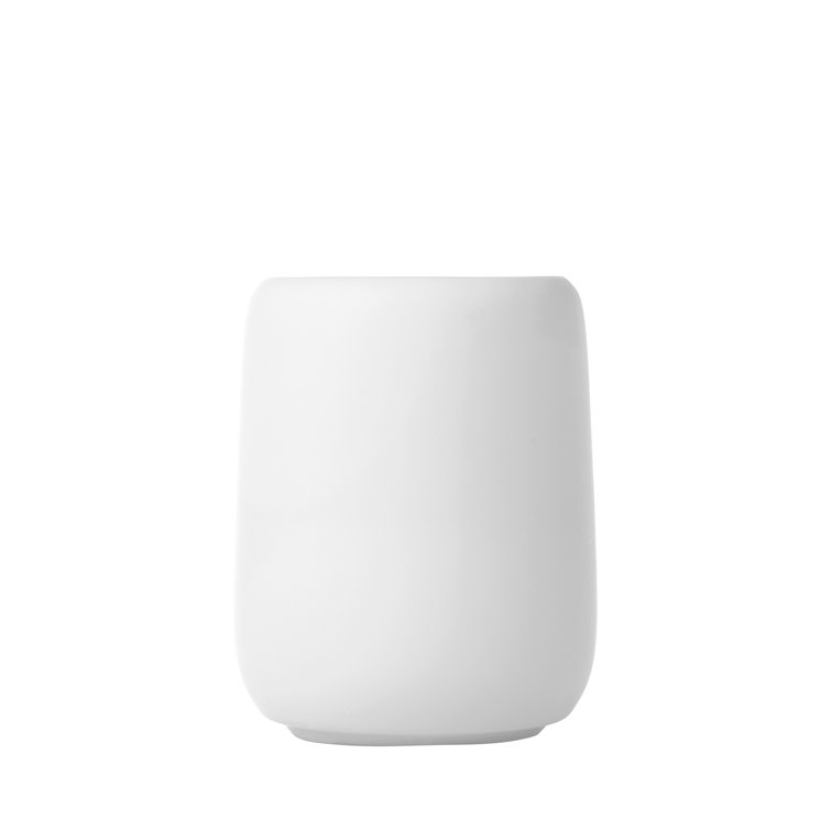White Ceramic and Glass Bathroom Tumbler Toothbrush Holder