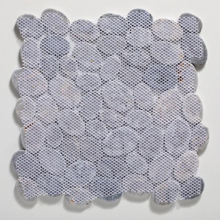 Gray Tumbled Marble Pebble Mosaic Tile