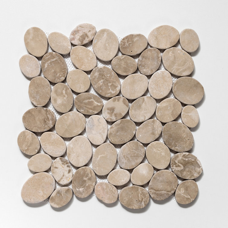 Tan Tumbled Marble Pebble Mosaic Tile for Walls and Floors