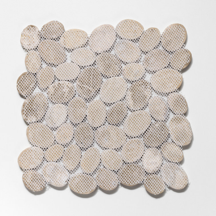 Tan Tumbled Marble Pebble Mosaic Tile for Walls and Floors