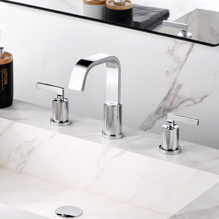 Chrome Widespread Bathroom Faucet with Brushed Gold Finish