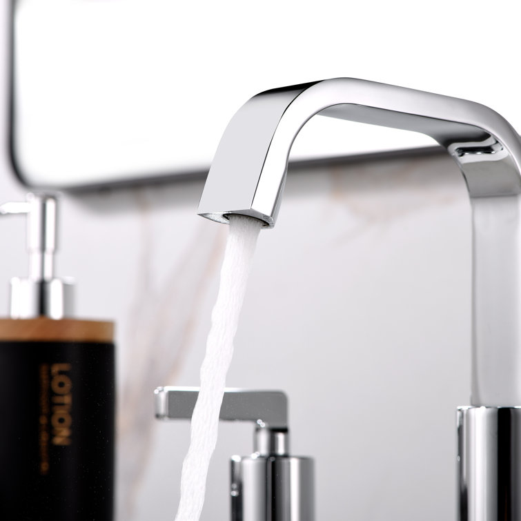 Chrome Widespread Bathroom Faucet with Brushed Gold Finish