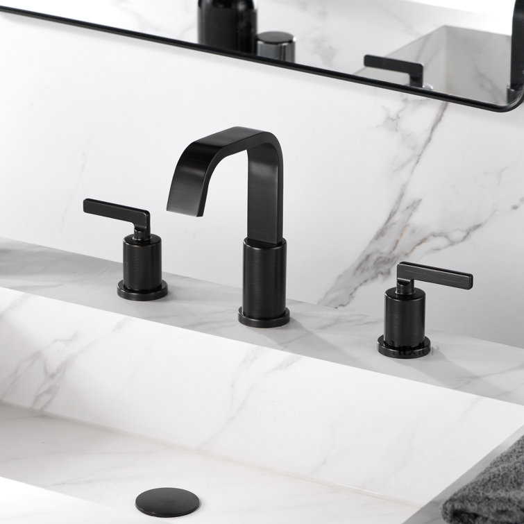 Modern Oil Rubbed Bronze Widespread Bathroom Faucet with Pop-Up Drain
