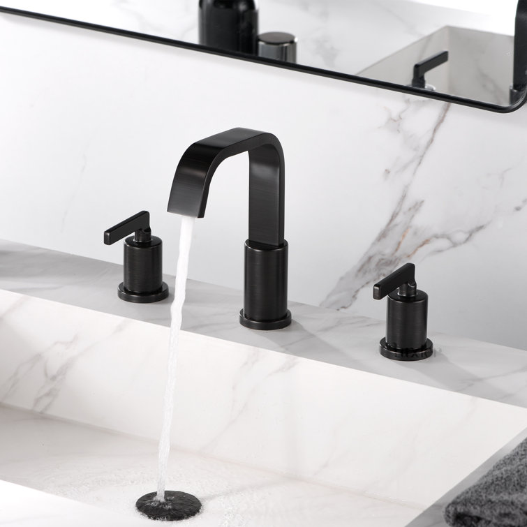Modern Oil Rubbed Bronze Widespread Bathroom Faucet with Pop-Up Drain