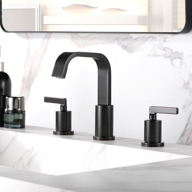 Modern Oil Rubbed Bronze Widespread Bathroom Faucet with Pop-Up Drain
