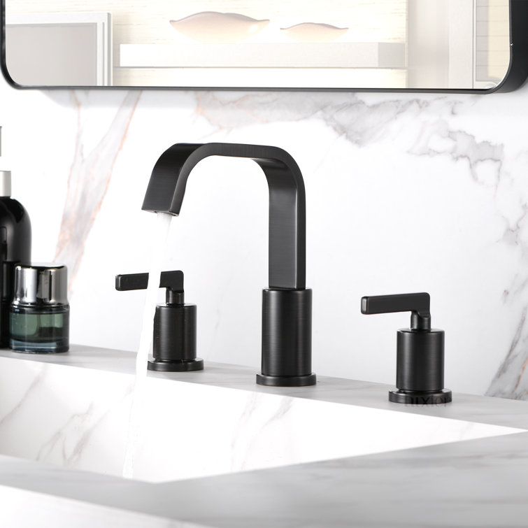 Modern Oil Rubbed Bronze Widespread Bathroom Faucet with Pop-Up Drain