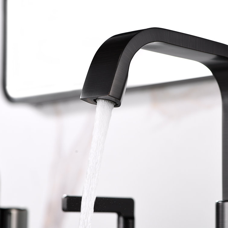Modern Oil Rubbed Bronze Widespread Bathroom Faucet with Pop-Up Drain